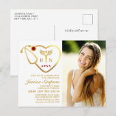 Modern Golden PHOTO Nursing Afstuderen Uitnodiging (Voorkant / Achterkant)