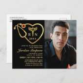 Modern Golden PHOTO Nursing Afstuderen Uitnodiging (Voorkant / Achterkant)