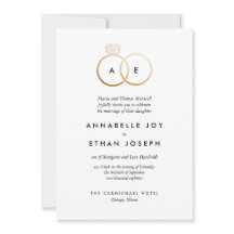 Modern Golden Rings Wedding Invitation