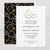Modern Golden Rings Wedding Invitation Kaart (Voorkant / Achterkant)