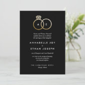 Modern Golden Rings Wedding Invitation Kaart (Staand voorkant)