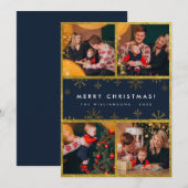 Modern Golden Snowflakes | Vrolijk kerstfeest 4 Fo Kaart (Voorkant / Achterkant)