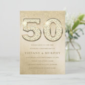Modern Golden Sparkle 50th Wedding Jubileum Kaart (Staand voorkant)