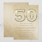 Modern Golden Sparkle 50th Wedding Jubileum Kaart (Voorkant / Achterkant)