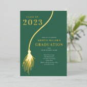 Modern Golden Tassel Afstuderen Folie Uitnodiging (Staand Voorkant)