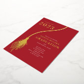 Modern Golden Tassel Afstuderen Folie Uitnodiging (Gedraaid)