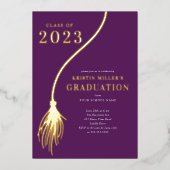 Modern Golden Tassel Afstuderen Folie Uitnodiging (Voorkant)