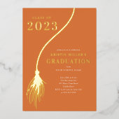 Modern Golden Tassel Afstuderen Folie Uitnodiging (Voorkant)