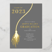 Modern Golden Tassel Afstuderen Folie Uitnodiging (Voorkant)