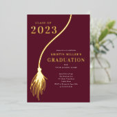 Modern Golden Tassel Afstuderen Folie Uitnodiging (Staand Voorkant)