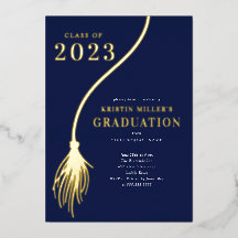 Modern Golden Tassel Afstuderen Invitation