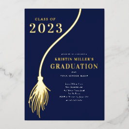 Modern Golden Tassel Afstuderen Invitation Folie Uitnodiging