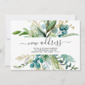 Modern Golden Waterverf Greenery Moving Aankondiging (Voorkant)