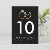 Modern Golden Wedding Rings Table Number Kaart (Staand voorkant)