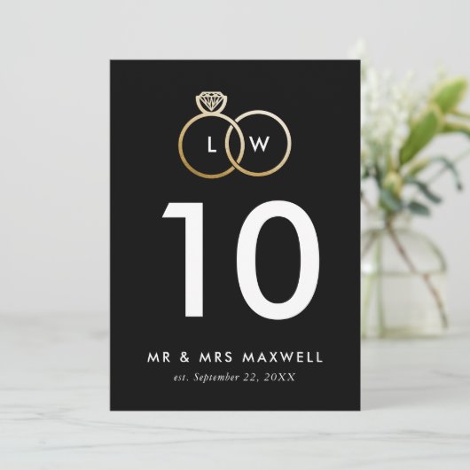 Modern Golden Wedding Rings Table Number Kaart (Staand voorkant)