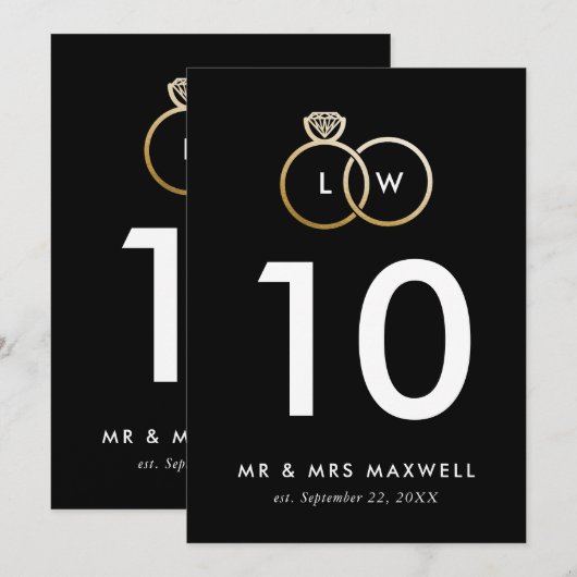 Modern Golden Wedding Rings Table Number Kaart (Voorkant / Achterkant)