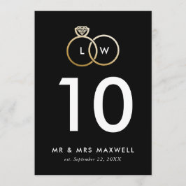 Modern Golden Wedding Rings Table Number Kaart