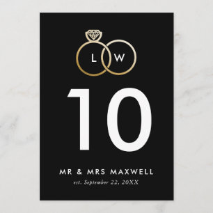 Modern Golden Wedding Rings Table Number Kaart