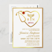 Modern Golden White Nursing Afstuderen Invitation Briefkaart (Voorkant / Achterkant)