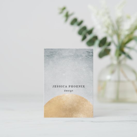 Modern Goldener Kreis Aquarell Grau Schwarz Visitekaartje (Staand voorkant)