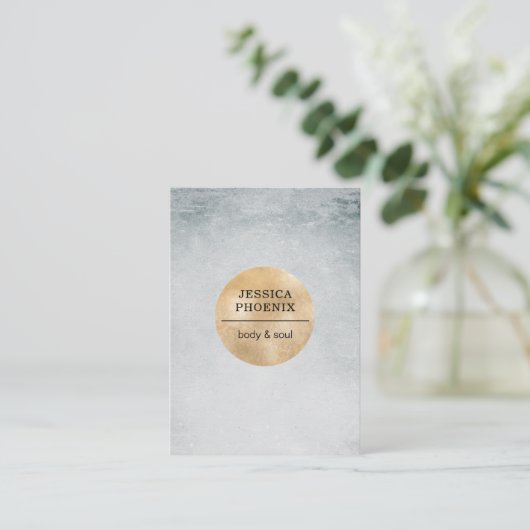 Modern Goldener Kreis Aquarell Grau Schwarz Visitekaartje (Staand voorkant)