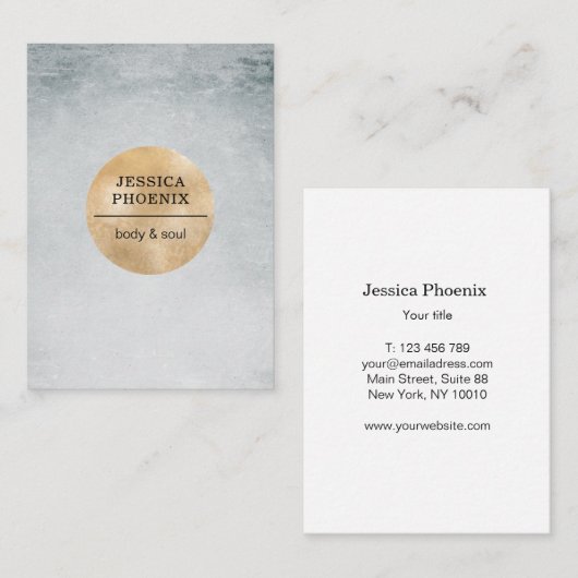 Modern Goldener Kreis Aquarell Grau Schwarz Visitekaartje (Voorkant / Achterkant)