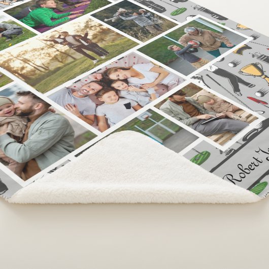 Modern Golf 10 Foto Collage Monogram Naam Sherpa Deken (3/4)