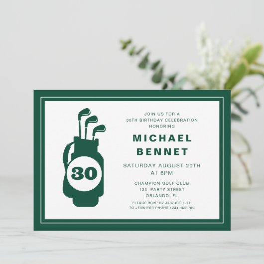 Modern Golf 30th Birthday Kaart (Staand voorkant)