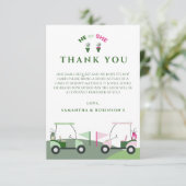 Modern Golf Baby Gender Reveal Par-t-shirt Bedankkaart (Staand voorkant)