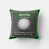 Modern Golf Ball Baby Birth Stats Kussen (Achterkant)