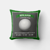 Modern Golf Ball Baby Birth Stats Kussen (Voorkant)