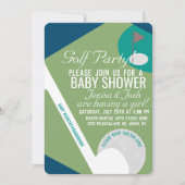 Modern Golf Ball Theme Boy Baby shower Green Navy Kaart (Voorkant)