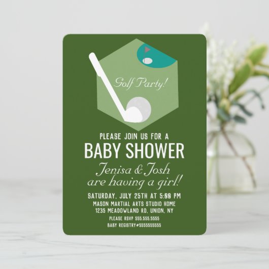 Modern Golf Ball Theme Boy Baby shower Kaart (Staand voorkant)