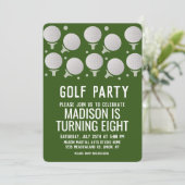 Modern Golf Balls Birthday Party Green Kaart (Staand voorkant)