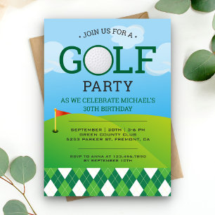 Modern Golf Birthday Party Kaart