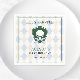 Modern Golf Blue Boys Sports 1e verjaardag Par-t-s Servet