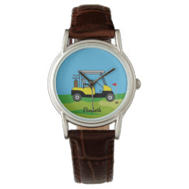 Modern Golf Cart & Green Course Persoonlijk Horloge