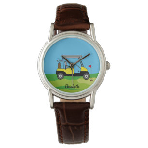 Modern Golf Cart & Green Course Persoonlijk Horloge
