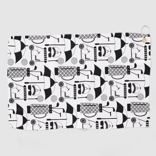 Modern Golf Equipment and Accessoires Pattern Golfhanddoek (Horizontaal)