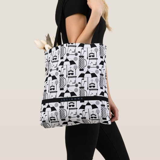 Modern Golf Equipment and Accessoires Pattern Tote Bag (Dichtbij)
