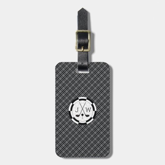 Modern Golf Equipment Motif en Monogram Bagagelabel (Voorkant verticaal)