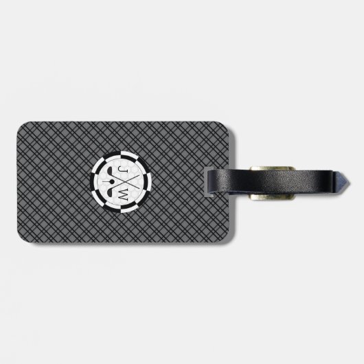 Modern Golf Equipment Motif en Monogram Bagagelabel (Achterkant horizontaal)