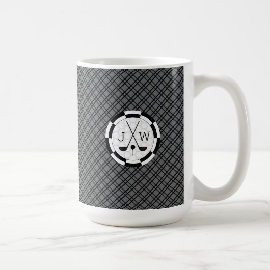 Modern Golf Equipment Motif en Monogram Koffiemok (Rechts)
