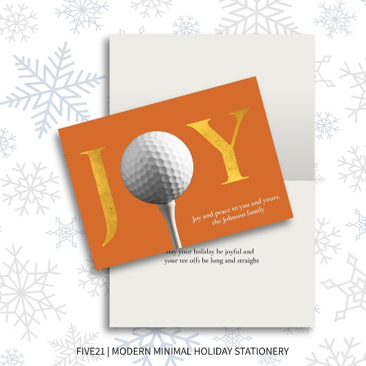 Modern Golf Joy & Peace Sinaasappel Gevouwen Kerst Feestdagen Kaart