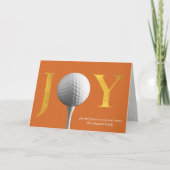 Modern Golf Joy & Peace Sinaasappel Gevouwen Kerst Feestdagen Kaart (Voorkant)