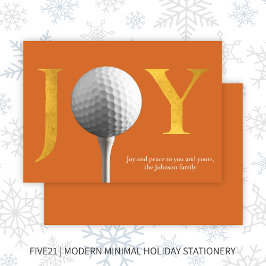 Modern Golf Joy & Peace Sinaasappel Kerst Feestdagenkaart
