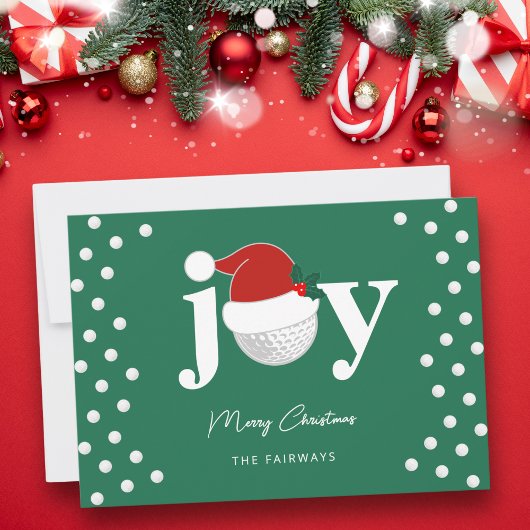 Modern Golf Joy Typography Festive Holiday Green Feestdagenkaart