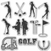 Modern Golf Meisje in zwart-wit kleur Sticker (Voorkant)