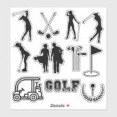 Modern Golf Meisje in zwart-wit kleur Sticker (Vel)
