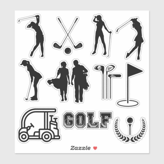 Modern Golf Meisje in zwart-wit kleur Sticker (Vel)